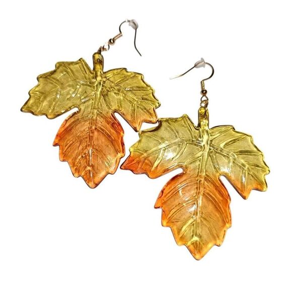 Large Maple Leaf Acrylic Earrings - Picture 1 of 4